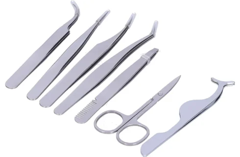 Professional Eyelash Extension Tweezers Kit with Eyebrow Scissors Professional Eyelash Extension Tweezers Kit with Eyebrow Scissors zainir international